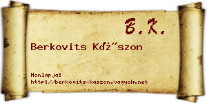 Berkovits Kászon névjegykártya